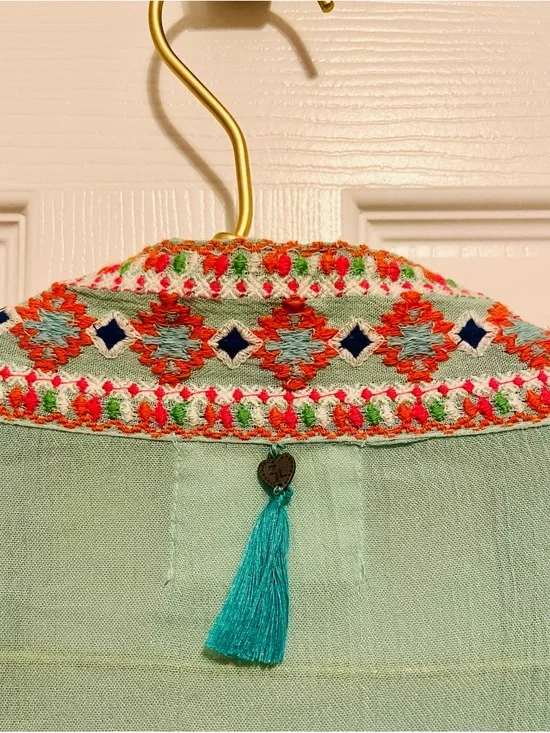 ✨ Z&L Europe Embroidered Boho Kimono Cardigan – Fringe Tassel Detail ✨ - Picture 9 of 14